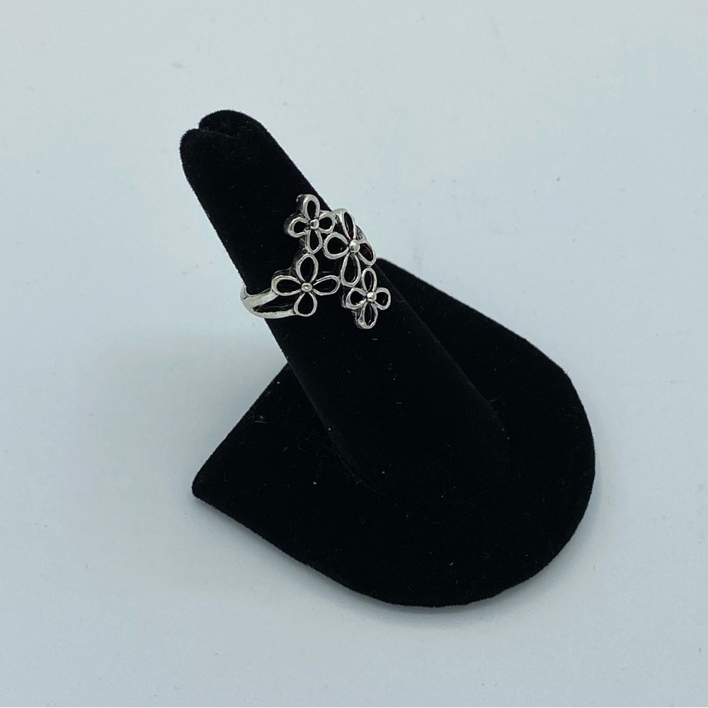 Silver Floral Large Bohemian Flower Ring - Picture 3 of 6